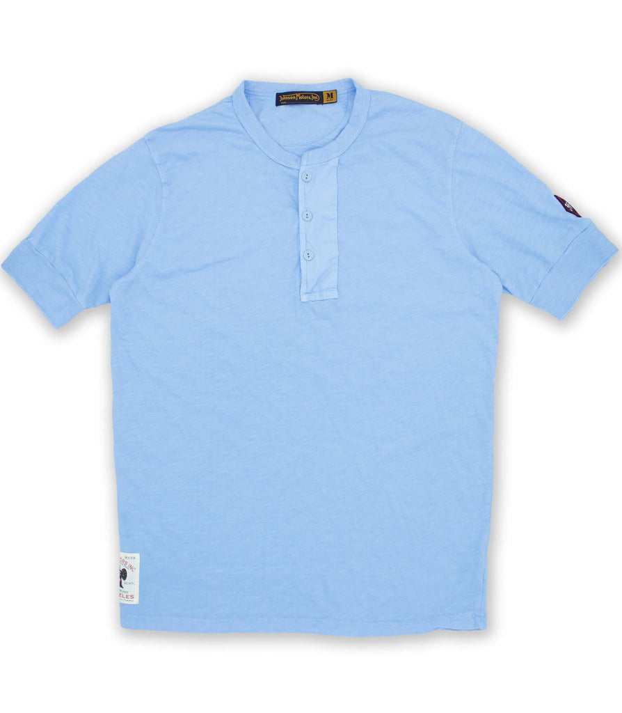 1849 Henley Blue Shirt Guy Blue